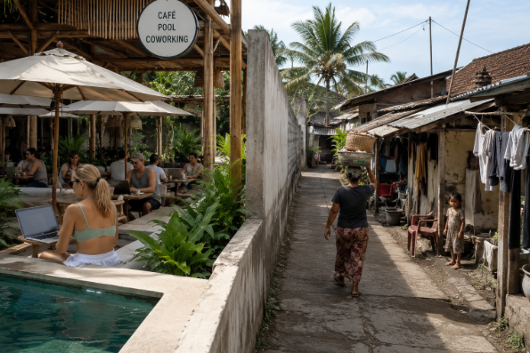 Kesenjangan pariwisata eksploitatif di Bali: kafe ekspatriat bersebelahan dengan permukiman warga lokal