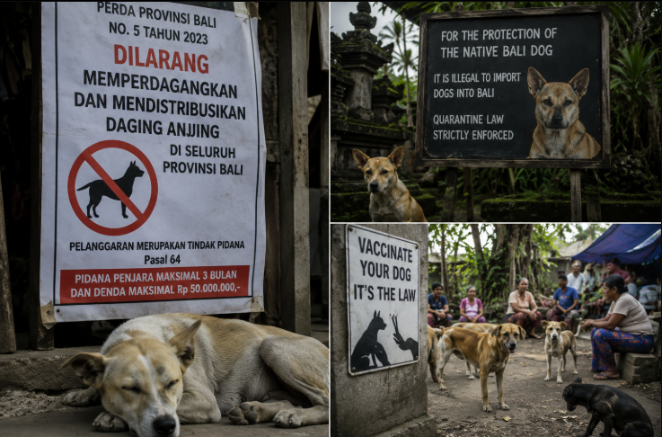anjing jalanan Bali menunggu sterilisasi dan vaksinasi