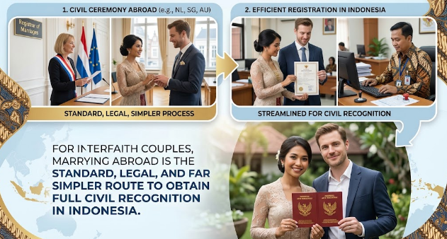 Upacara sipil di luar negeri lalu pencatatan di Indonesia