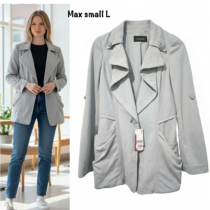 Soft Gray Draped Utility Smart Jacket