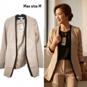 Contrast Trim Collarless Tailored Blazer