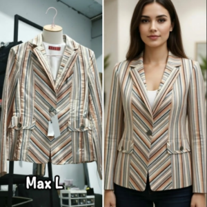 Chevron Multi Stripe Tailored Blazer